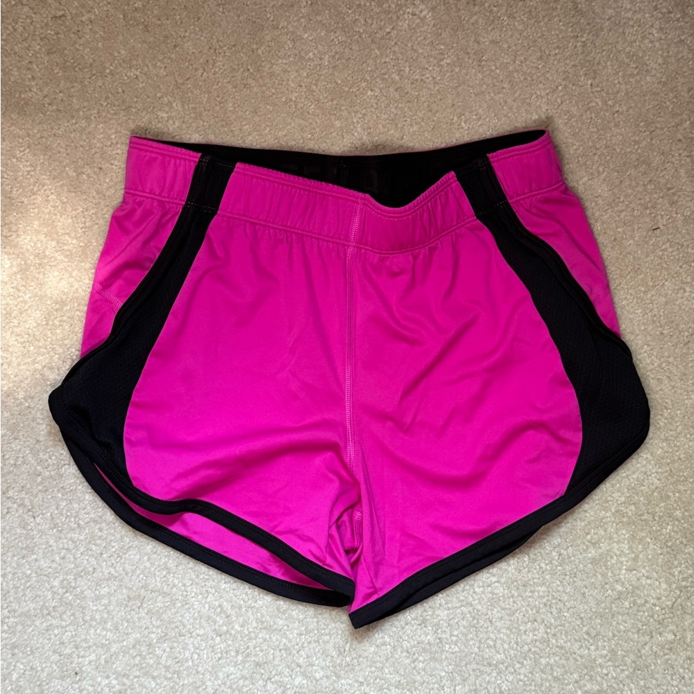 Reebok Women's Fuchsia and Black Athletic Shorts